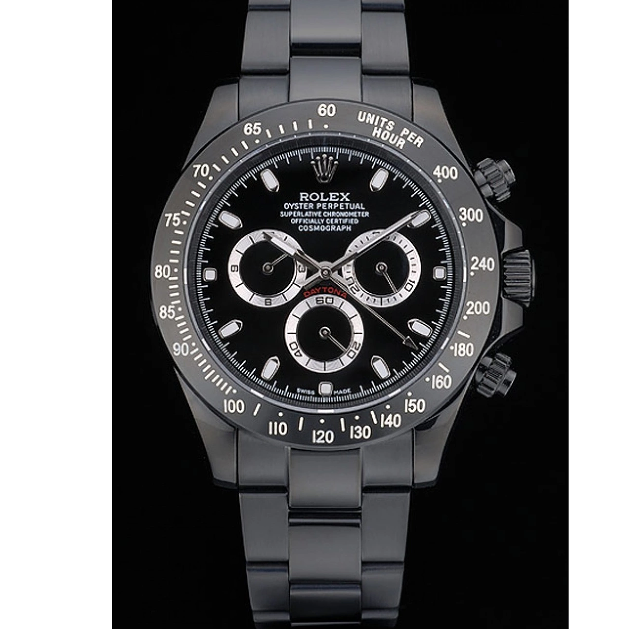 Stainless Black Strap Dial Rolex 80247 Black Tachymeter Steel Plated Daytona Ion Black 0802